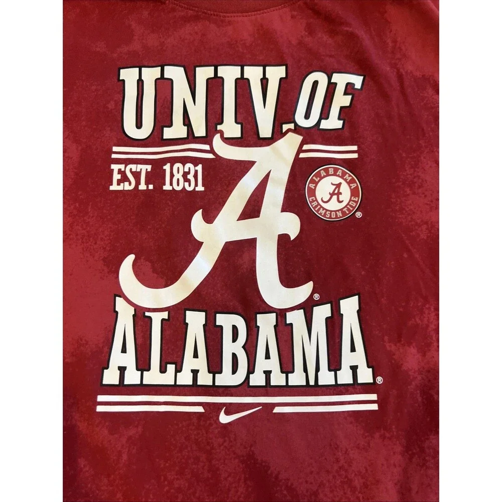 Nike Alabama University Crimson Tide Shirt Men Large Red Tie Dye Short Sleeve